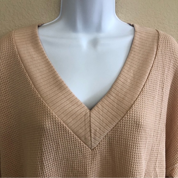 Lulu’s Personal Record Tan Knit Balloon Sleeve Sweater Top Size M - Picture 3 of 15